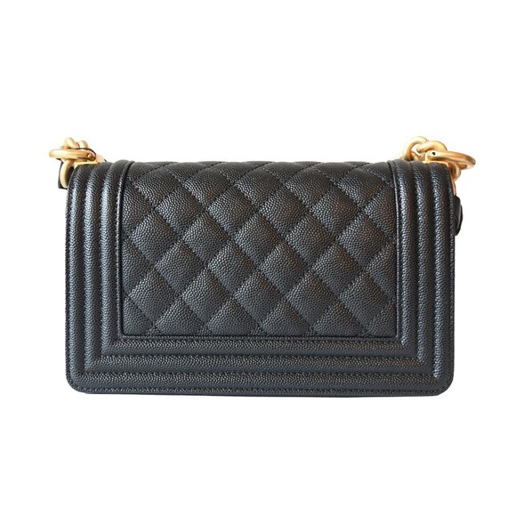 Chanel Caviar Quilted Small Boy Flap Black 1828124  Chanel Caviar Quilted Small Boy Flap Gold Hardware Black